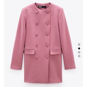 NWT Zara Pink Lined Button Frock Coat Blazer Size Small